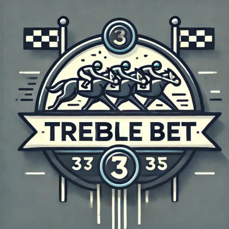 DALL·E 2024-10-11 13.09.51 - A visually engaging image representing a 'Treble Bet' in horse racing. The design should feature a horse racing theme with three horses crossing the f